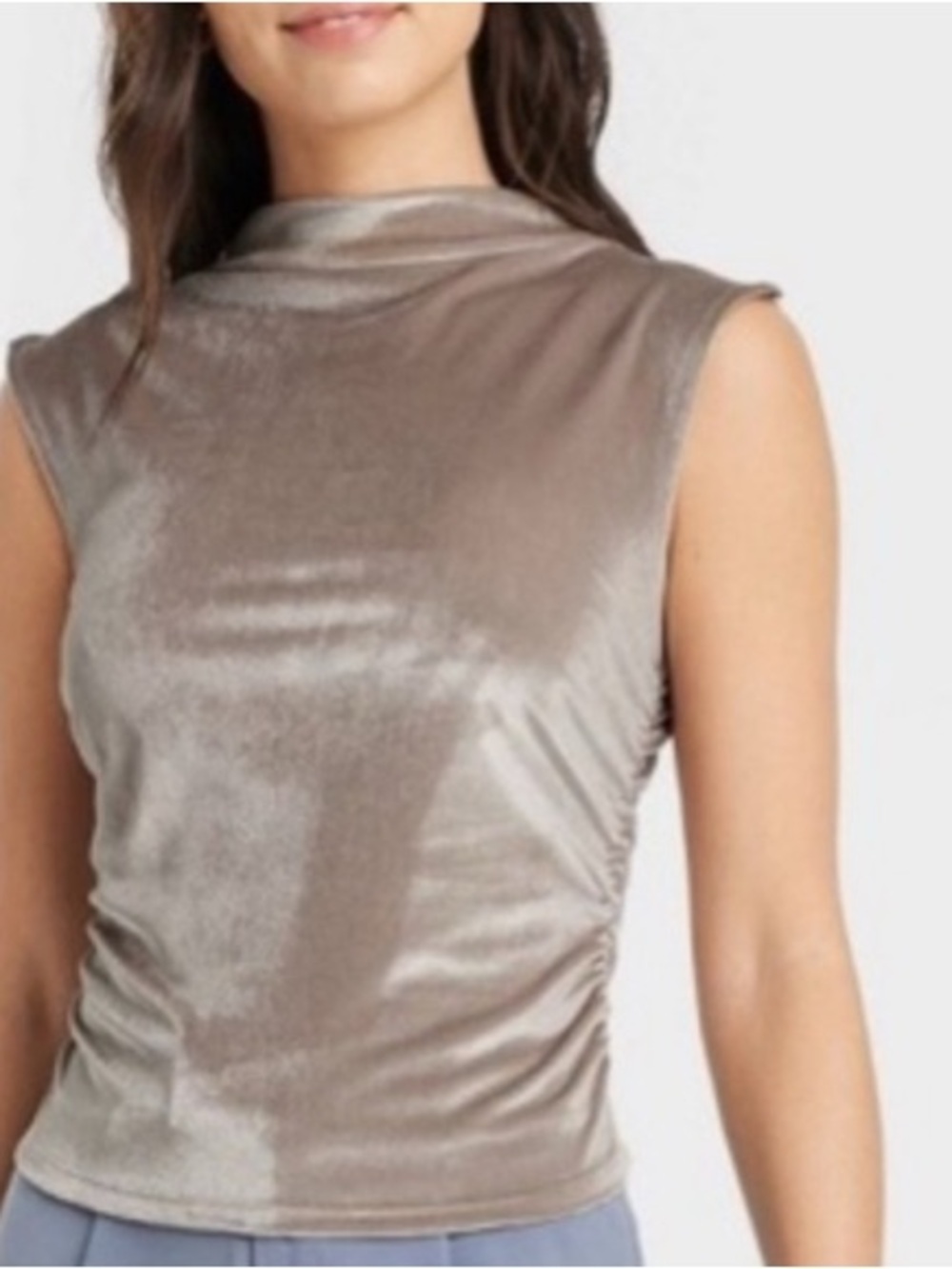 Sleeveless Velvet Top - Taupe